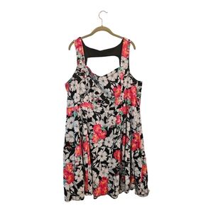 Torrid Black Floral Swing Dress Sz 22
